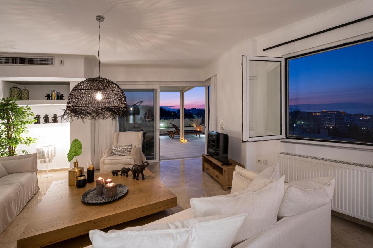 Helen Luxury Holiday House With Sea View Rethymno  Bagian luar foto