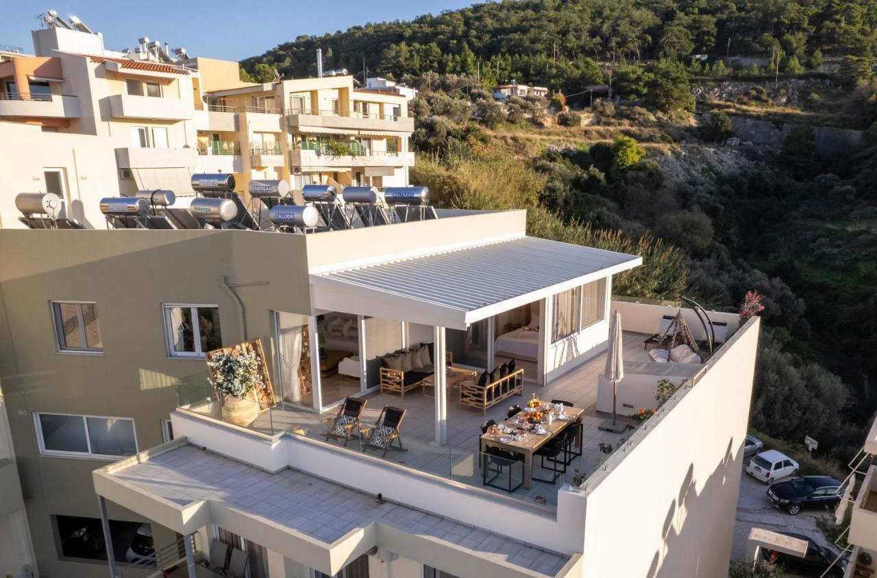 Helen Luxury Holiday House With Sea View Rethymno  Bagian luar foto