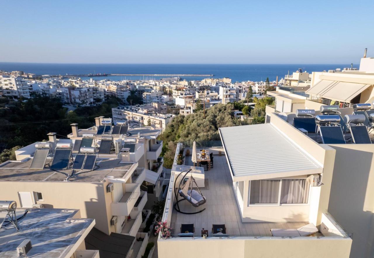 Helen Luxury Holiday House With Sea View Rethymno  Bagian luar foto